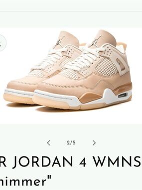Air Jordan 4 WMNS "Shimmer" sneakers in beige and tan size 5.5
